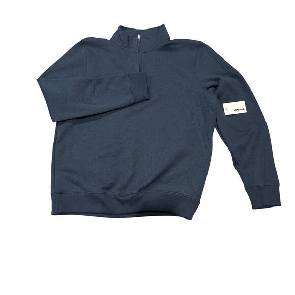 Sonoma Fleece Quarter-Zip Sweater XL Blue Brushed‎ Soft Touch Cotton Poly Blend - Picture 1 of 6